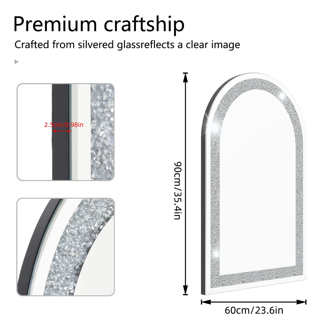 BORWARTH Crushed Diamond Wall Mirror With Beveled Glass