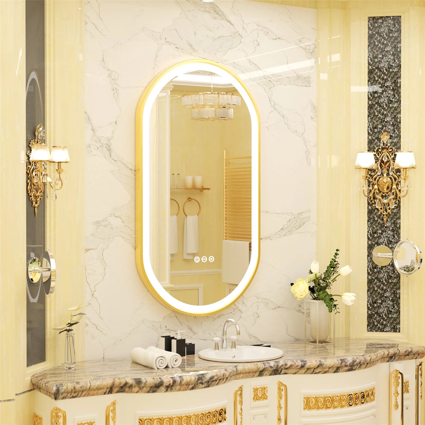 Wisfor LED Oval Bathroom Mirror with Dimmable Anti Fog Light