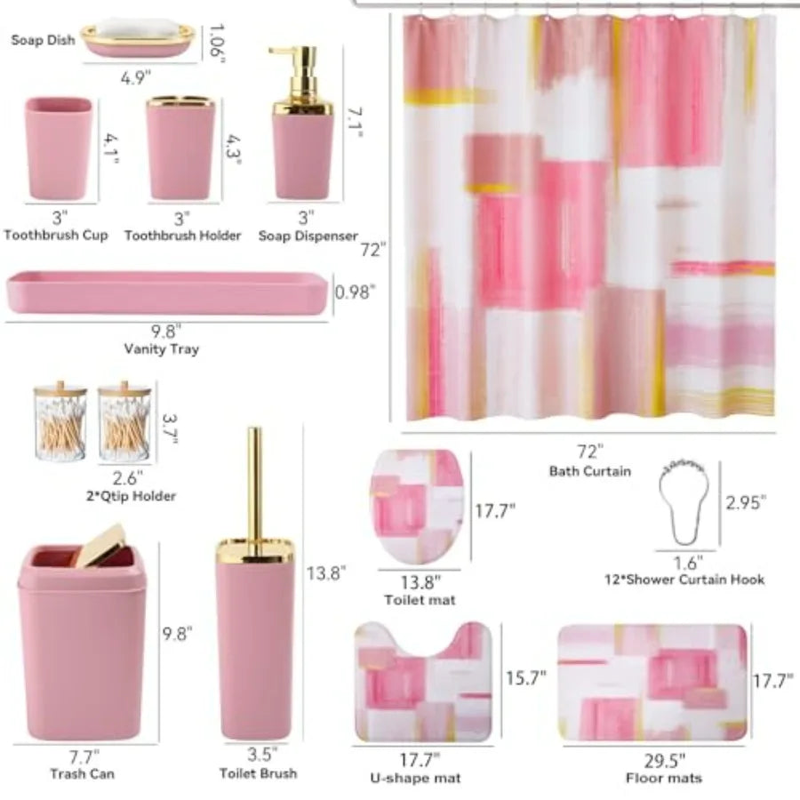 Bathroom Set With Shower Curtain And Rugs Soap Dispenser