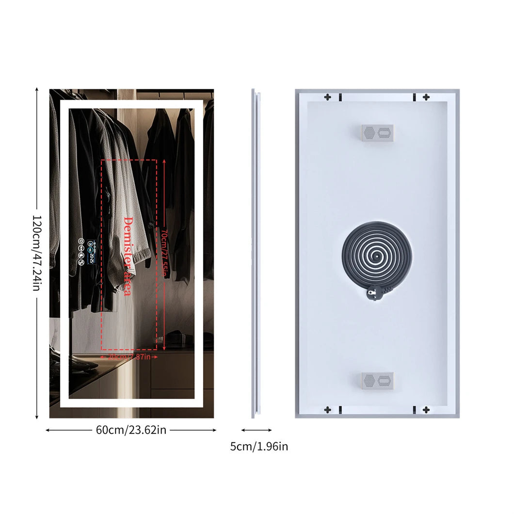 BORWART Smart LED Vanity Mirror With Bluetooth And Digital Display
