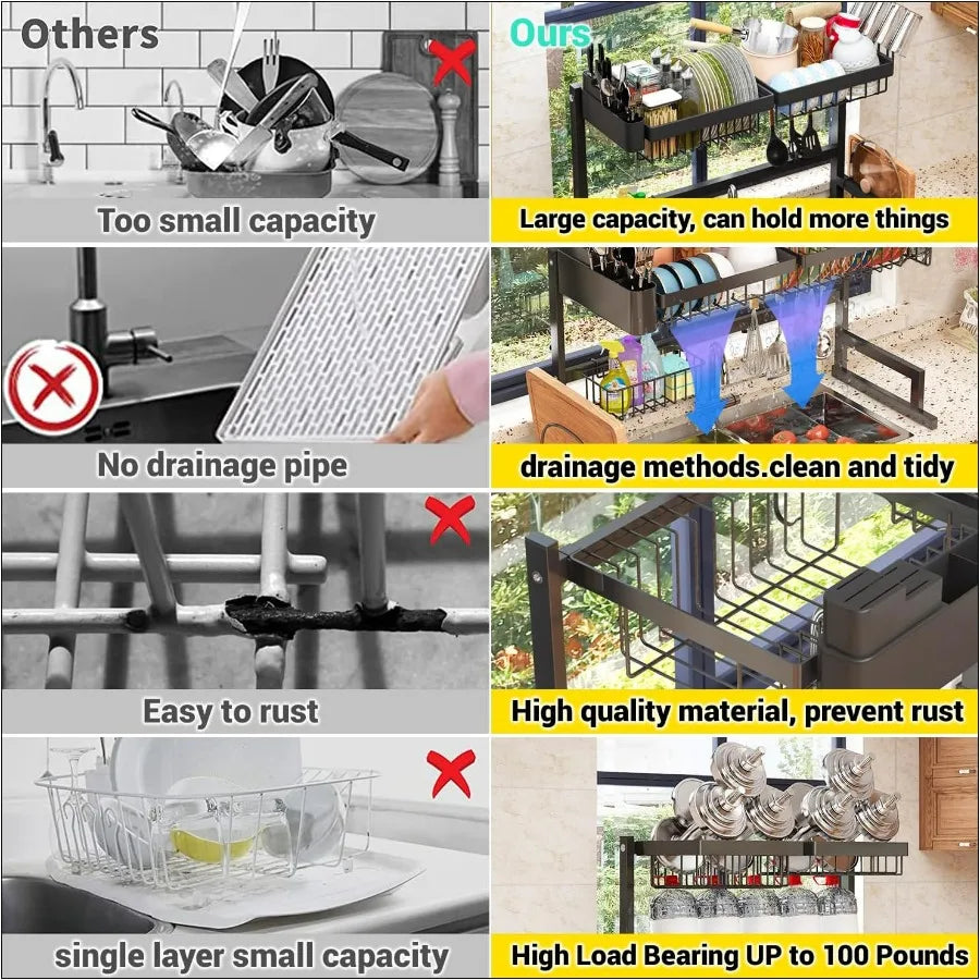 Expandable Over Sink Dish Drying Rack Snap On Drainer