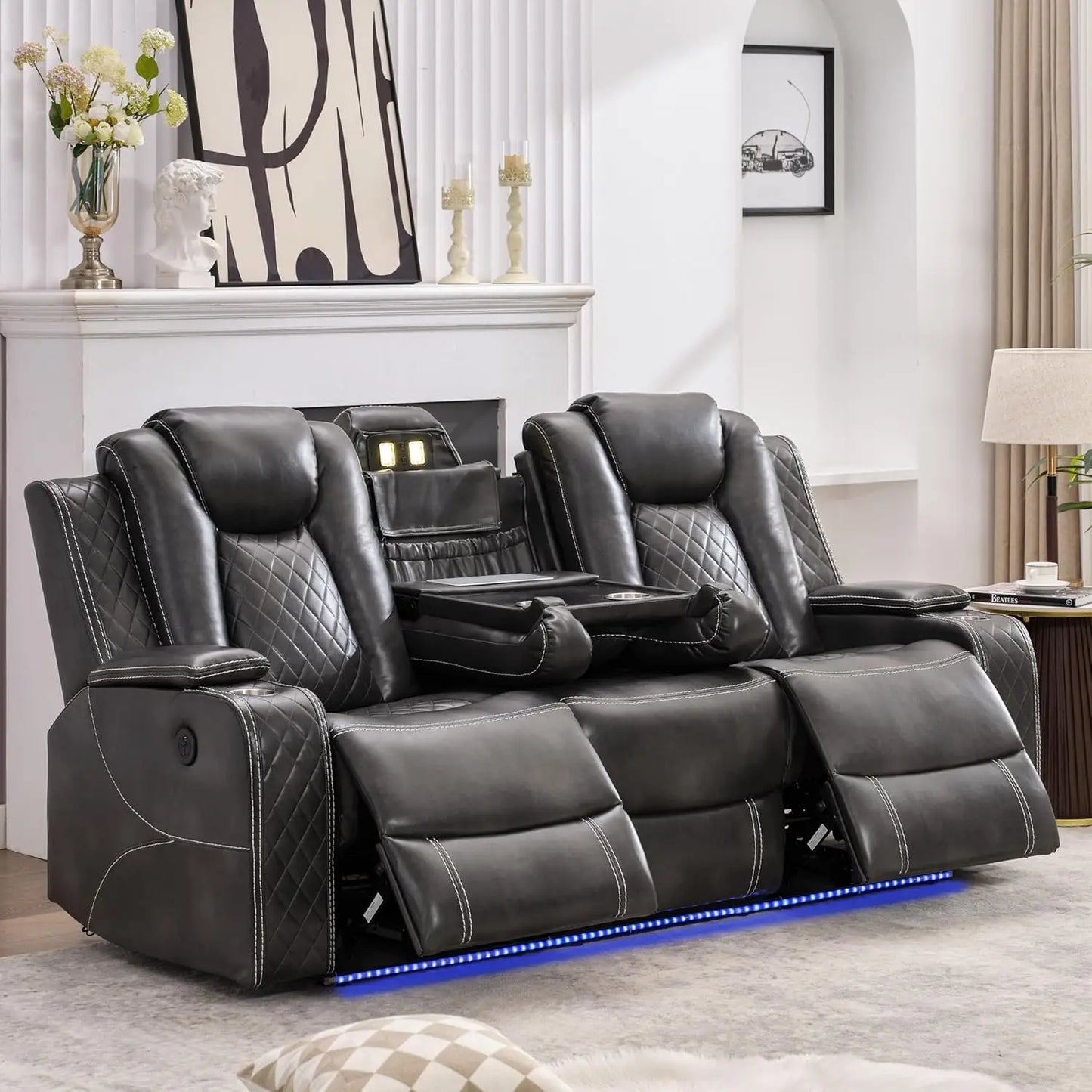 Todrani Power Reclining Sofa With USB TypeC Charger And LED