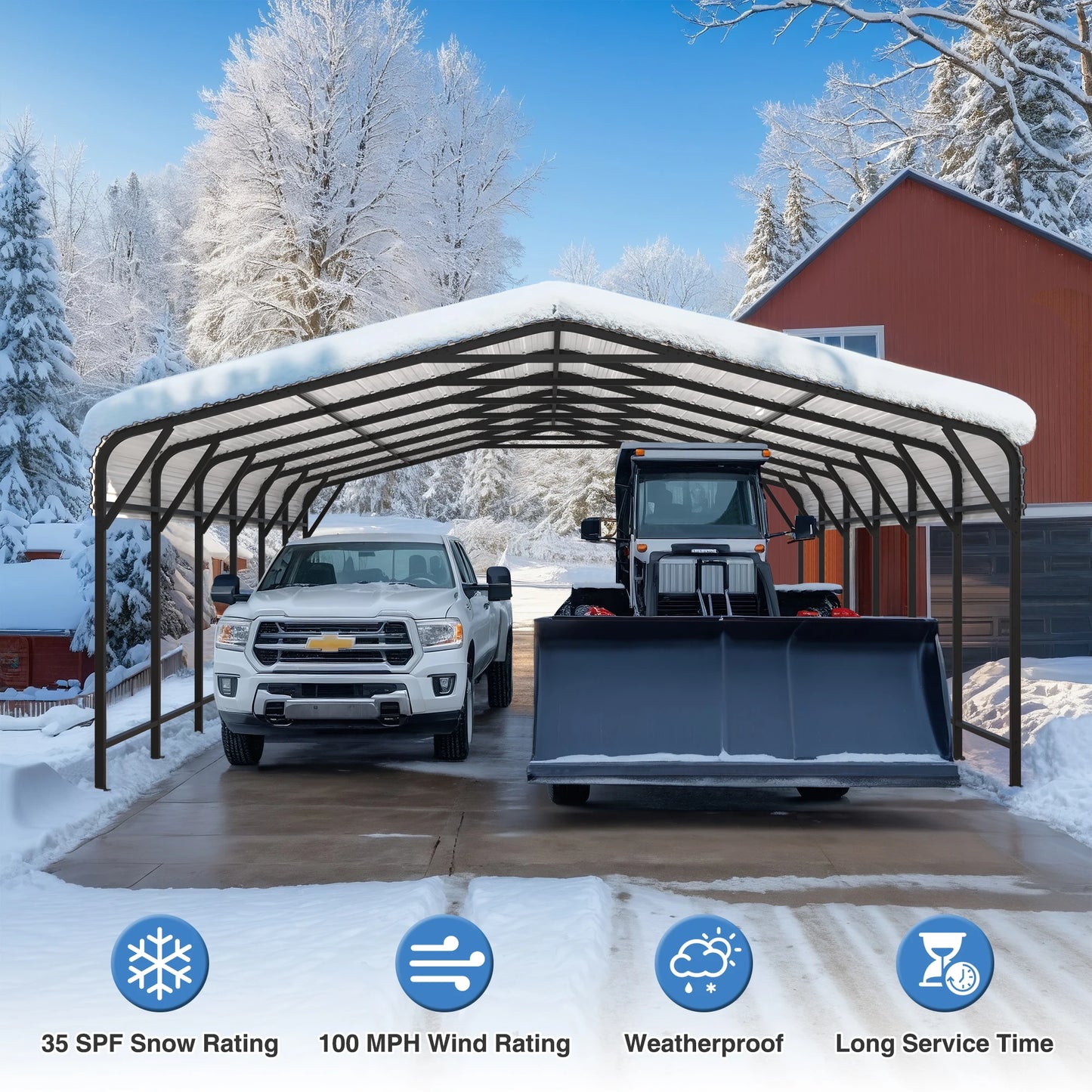 VIWAT Heavy Duty Metal Carport Shelter Outdoor Garage