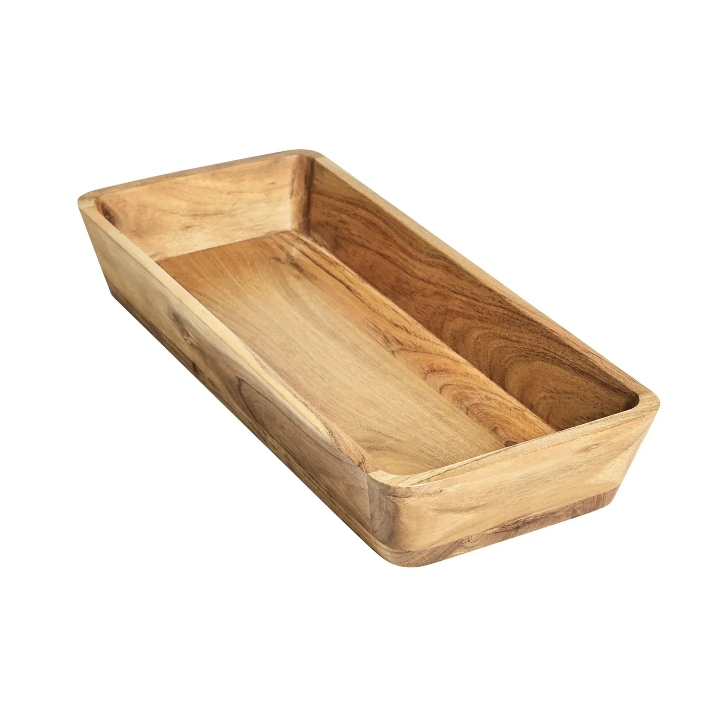 Hign-concerned Natural Finish Acacia Wood Oval Serving Bowl