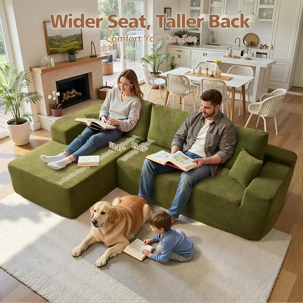 Contemporary Sectional Sofa With Chaise, Plush L-Shape Modular Couch