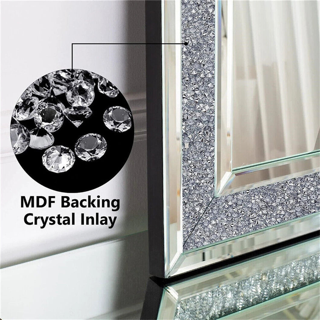 BORWARTH Crushed Diamond Wall Mirror With Beveled Glass