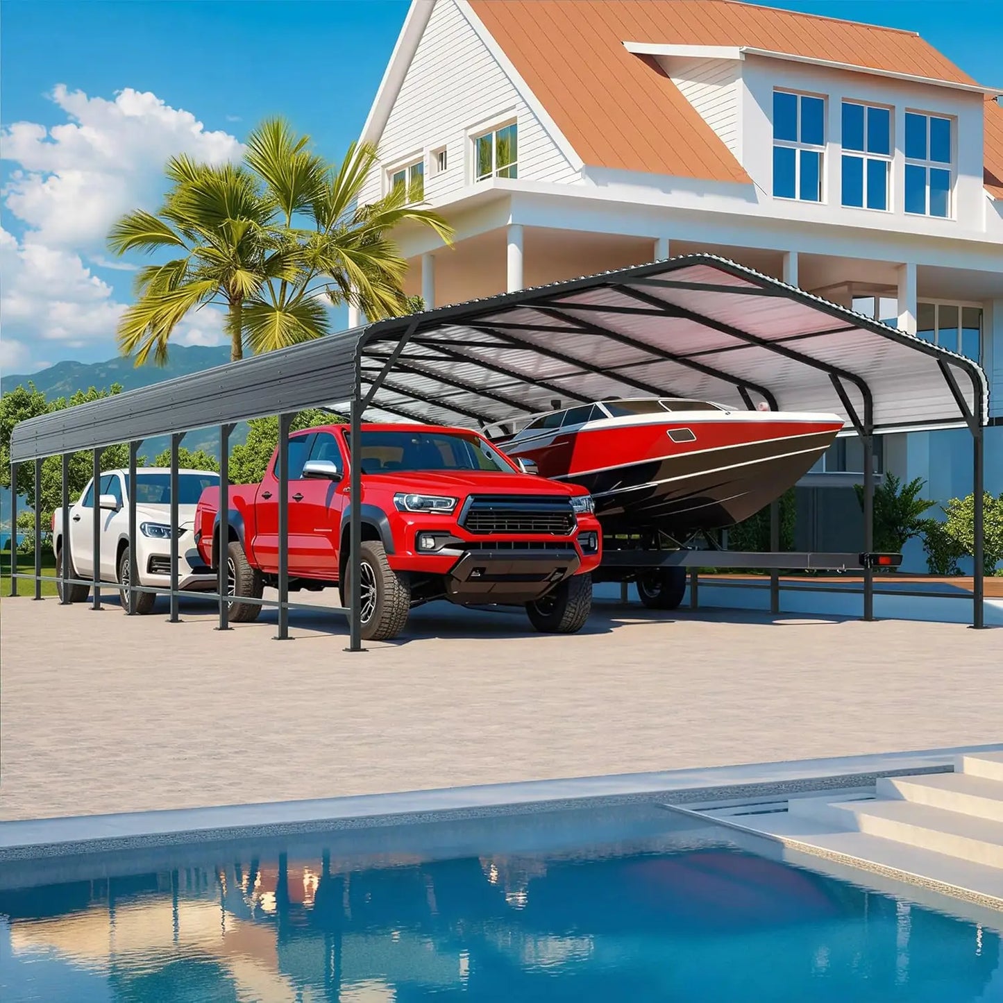 VIWAT Heavy Duty Metal Carport Shelter Outdoor Garage