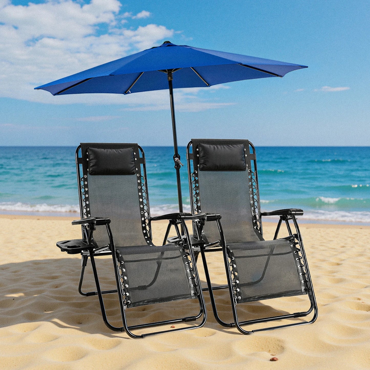JHK Zero Gravity Recliner Set 2 Portable Outdoor Chairs