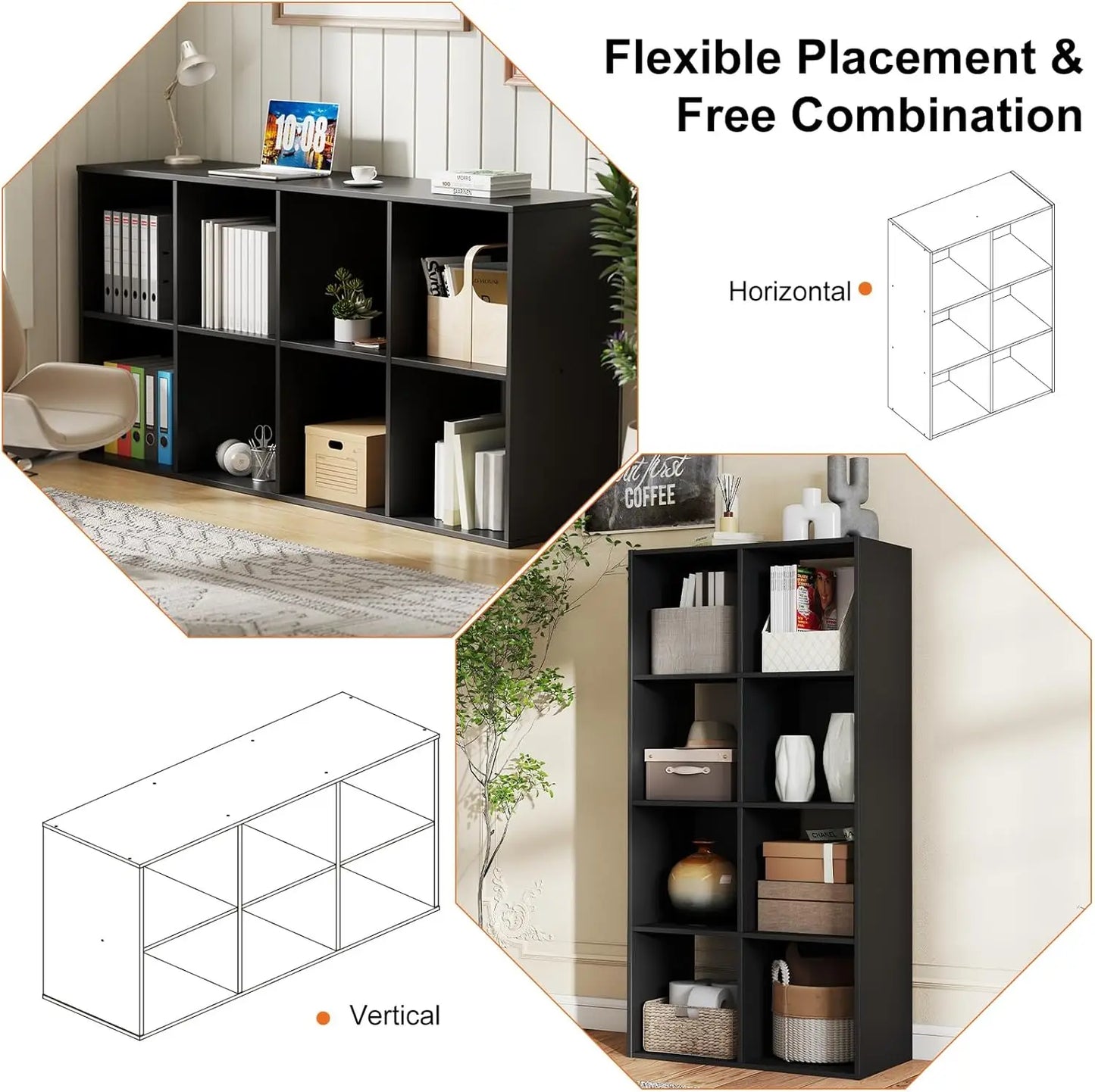 XMSJ 8 Cube Storage Organizer Open Cube Bookshelf Living Room