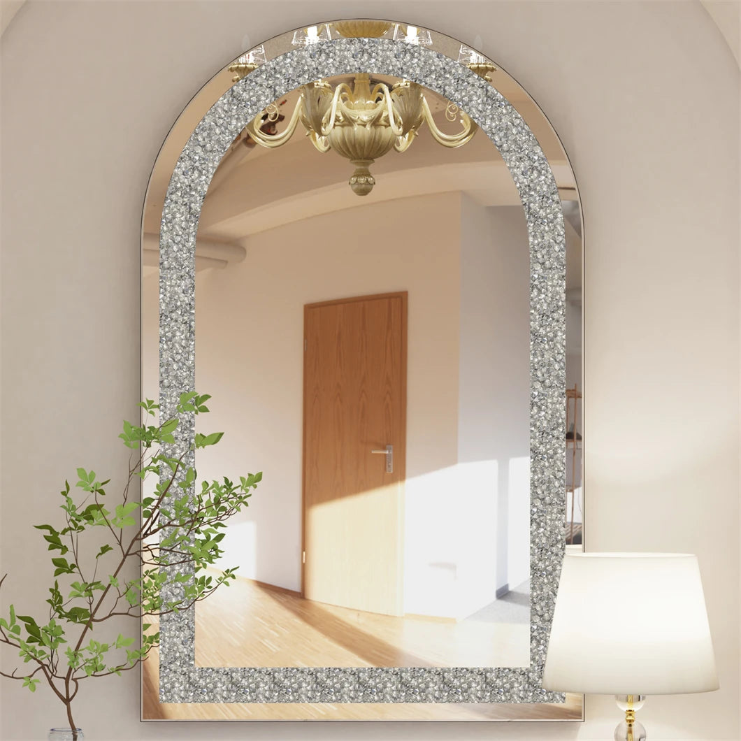 BORWARTH Crushed Diamond Wall Mirror With Beveled Glass