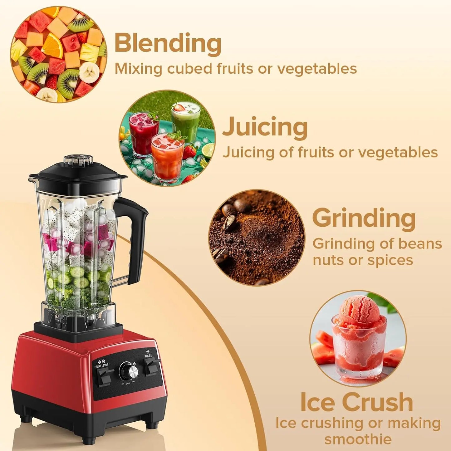 XMSJ Blender For Smoothies Multi Speed Ice Crushing With Pitcher