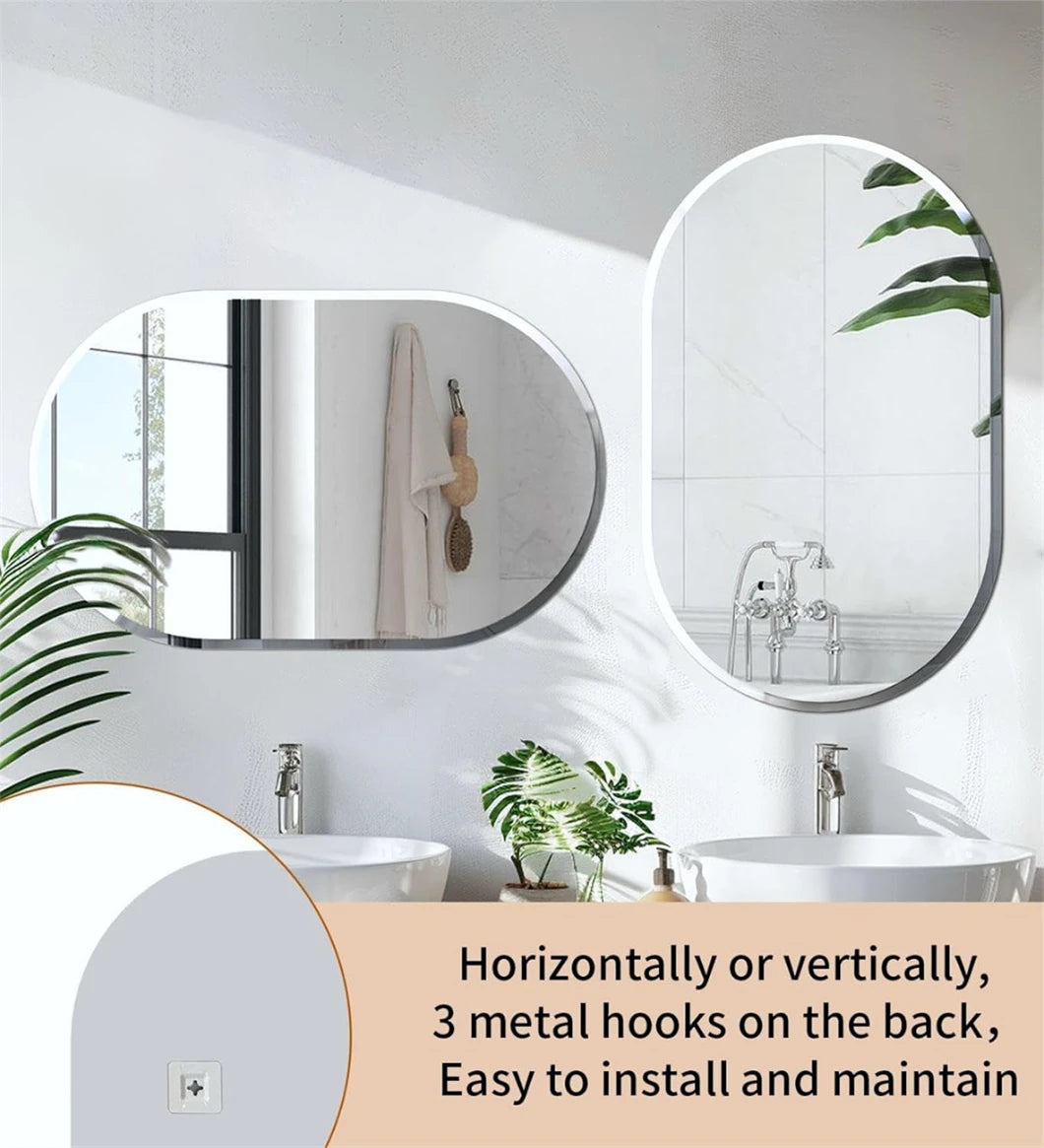 BORWART Frameless Oval Wall Mirror Living Room Bathroom Hallway