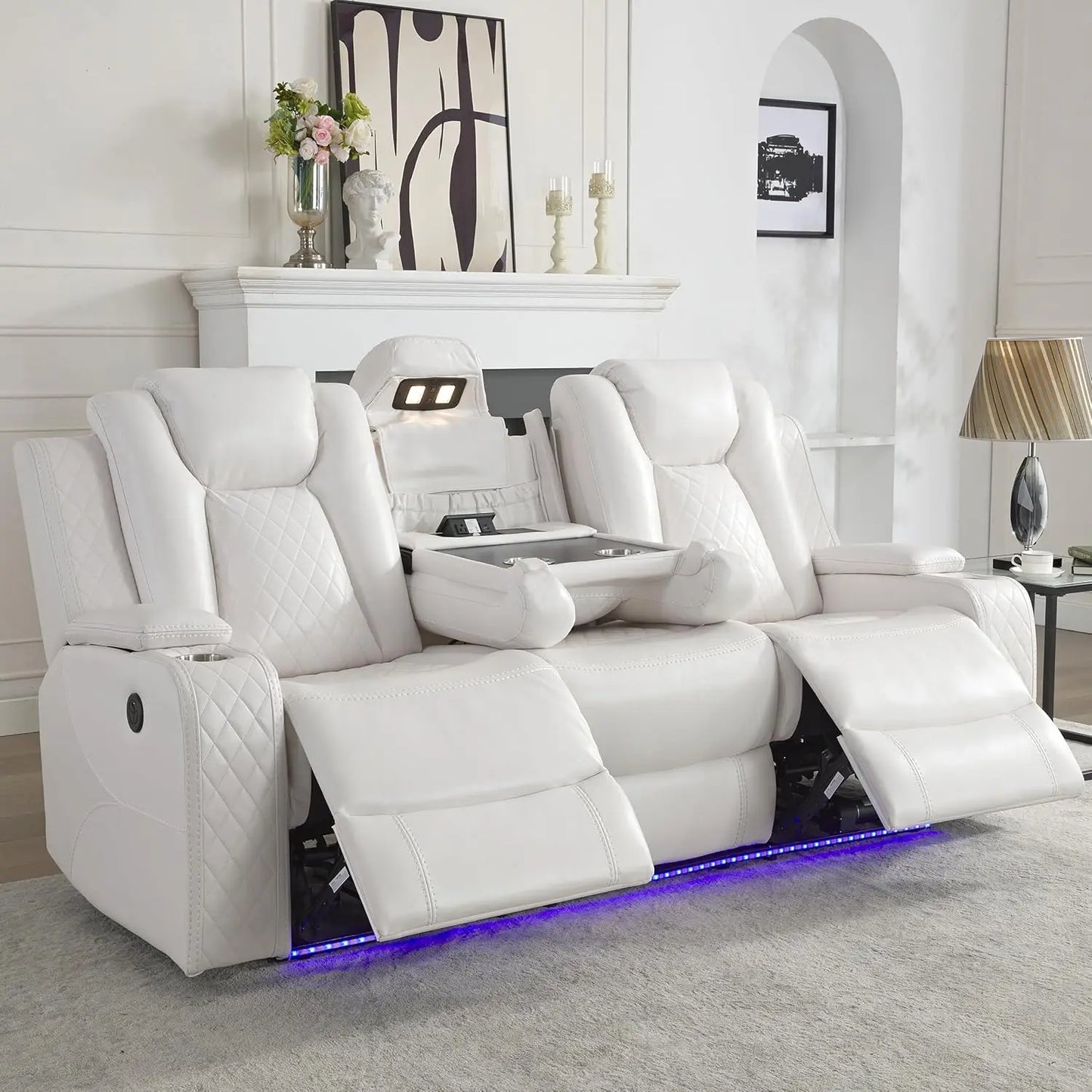 Todrani Power Reclining Sofa With USB TypeC Charger And LED