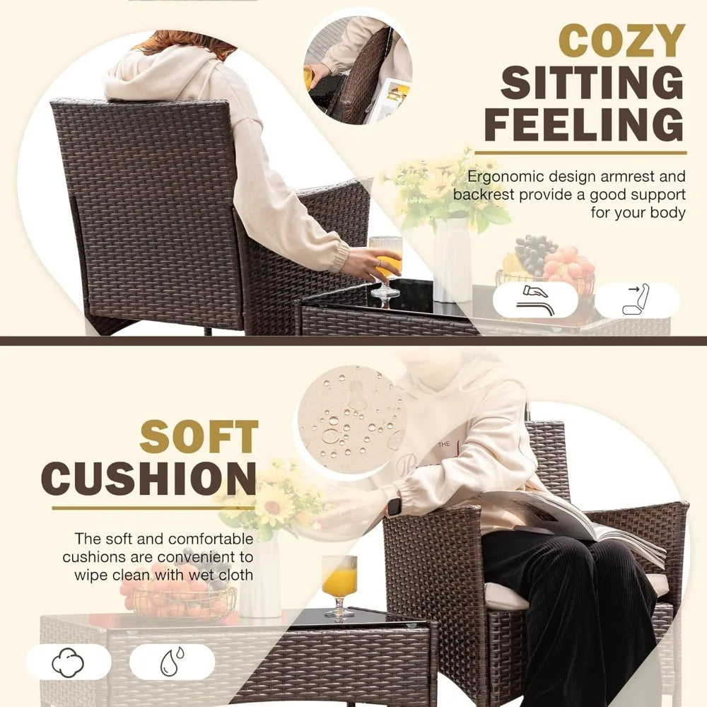 Outdoor Patio Furniture Set 4 Pieces Rattan Wicker Chairs