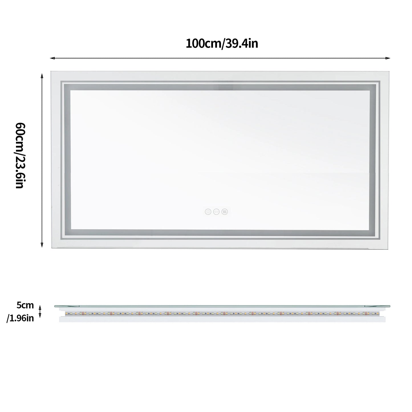 LED Bathroom Mirror Front And Backlit Lights Antifog Wall Mount