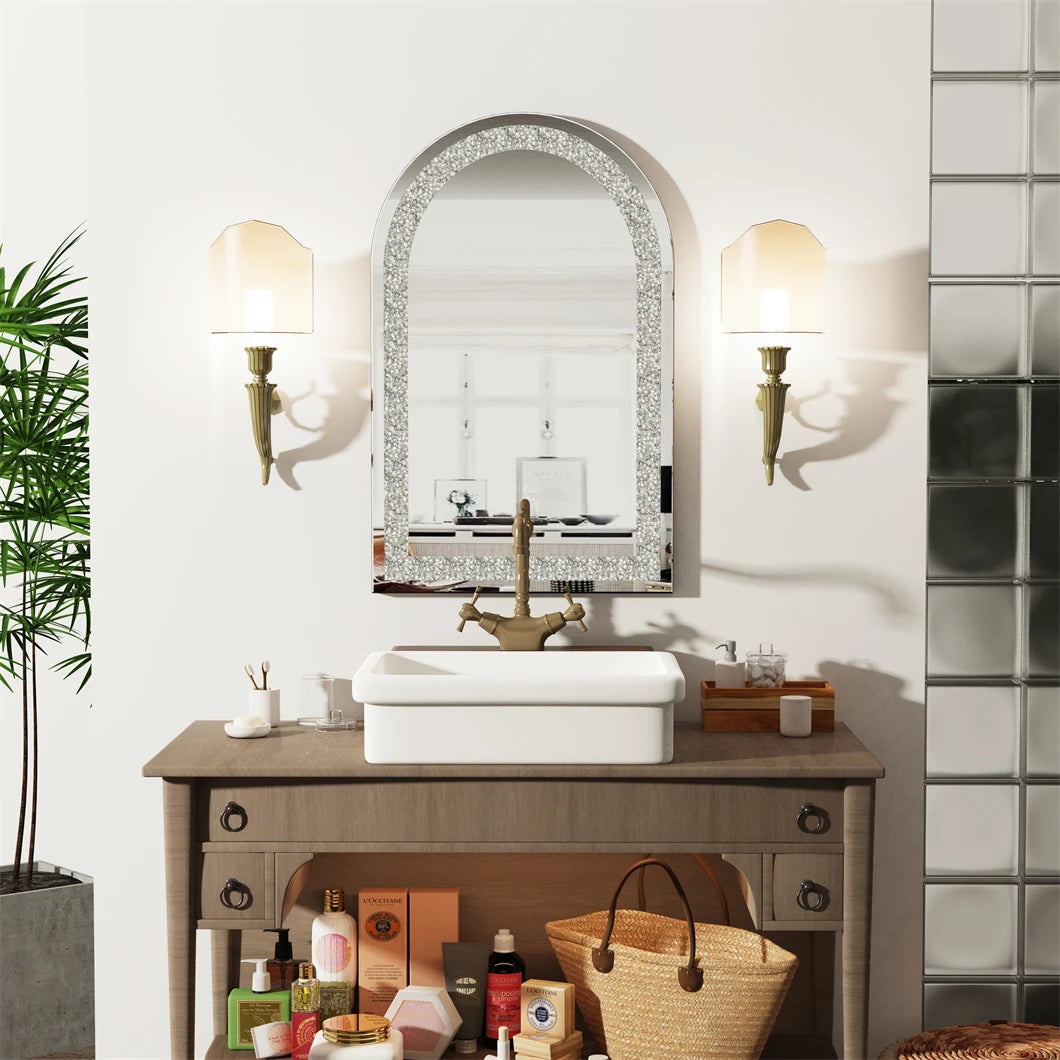 BORWARTH Crushed Diamond Wall Mirror With Beveled Glass