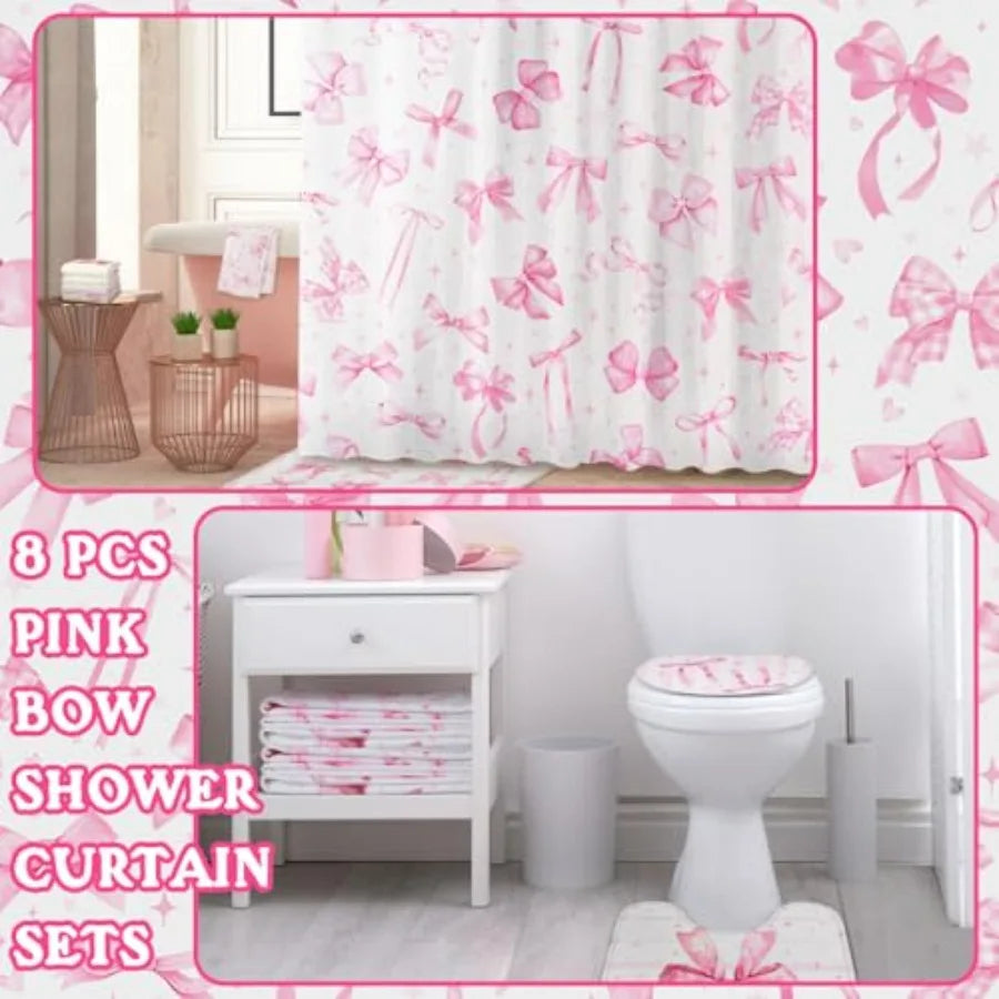 8 Piece Shower Curtain Set With Towels And Carpet Coquette