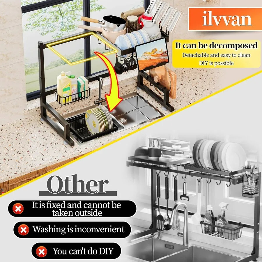 Expandable Over Sink Dish Drying Rack Snap On Drainer
