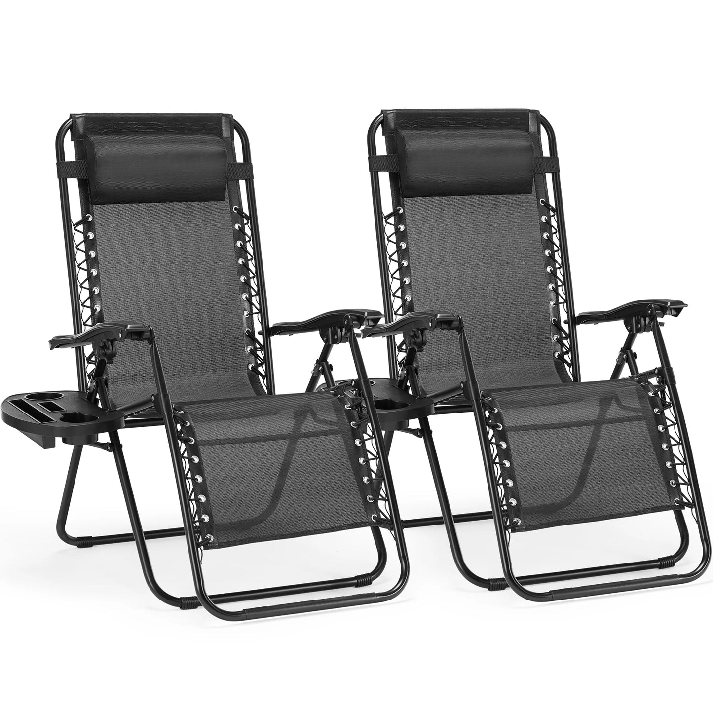JHK Zero Gravity Recliner Set 2 Portable Outdoor Chairs