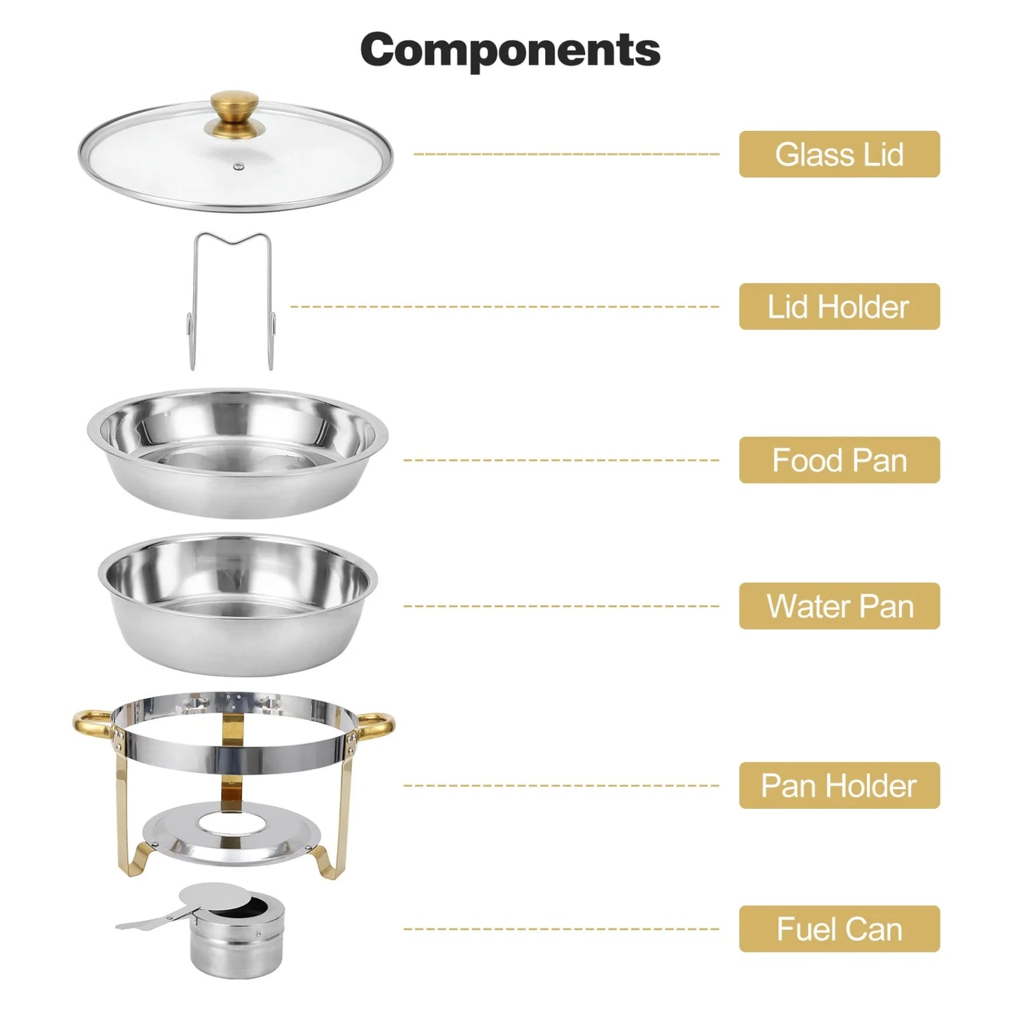 Two Pack Chafing Dish Buffet Set With Glass Lids Holder