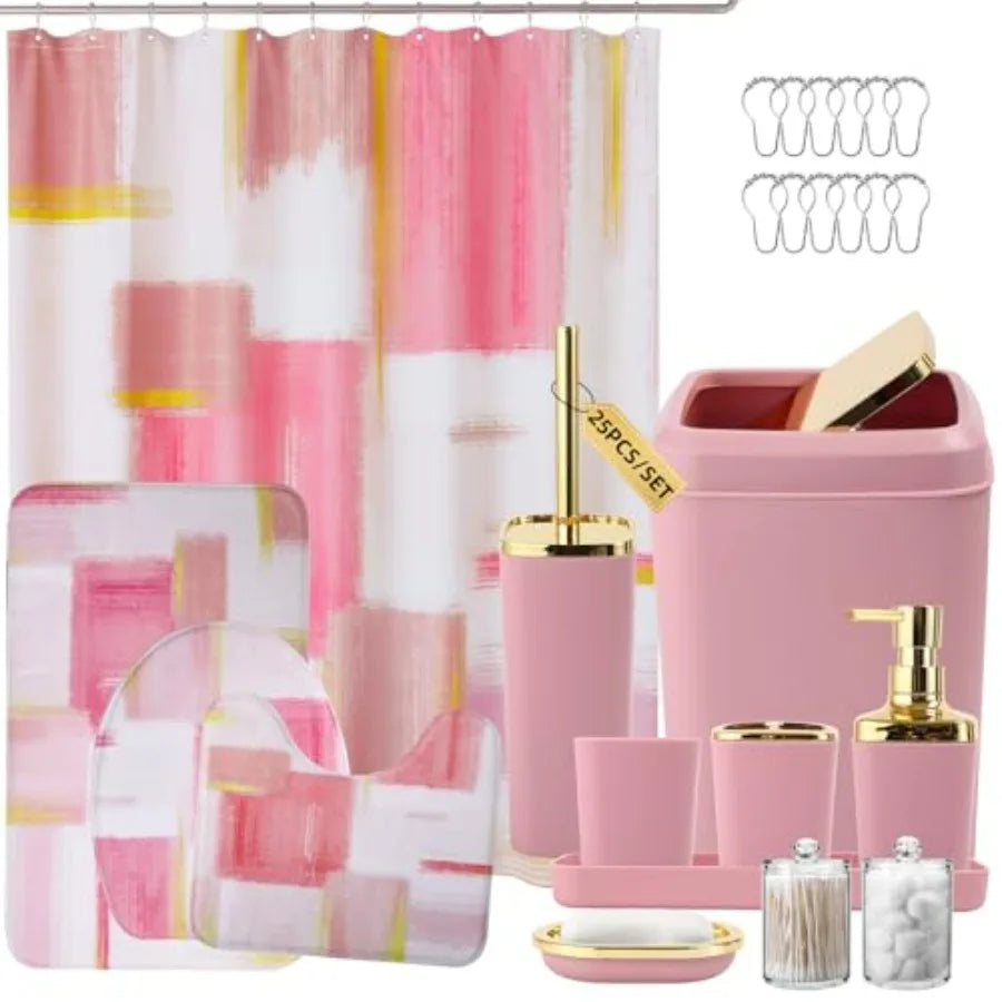 Bathroom Set With Shower Curtain And Rugs Soap Dispenser