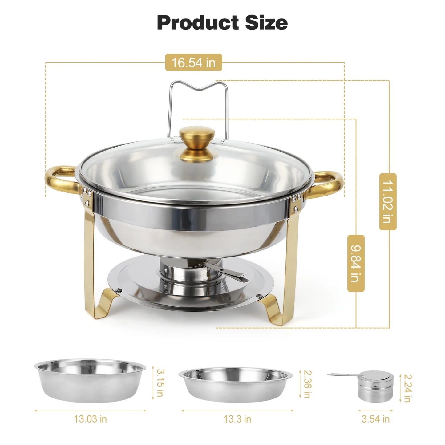 Two Pack Chafing Dish Buffet Set With Glass Lids Holder