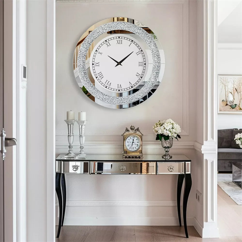 LUVODI Modern 3D Diamond Wall Clock Roman Numerals