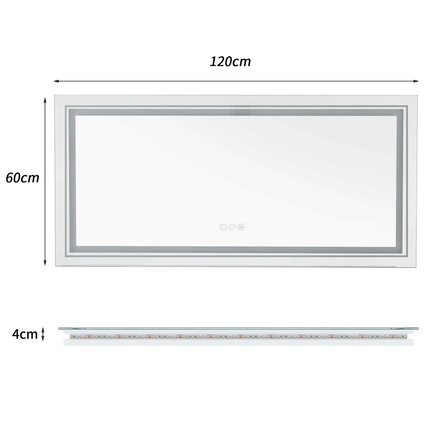 LED Bathroom Mirror Front And Backlit Lights Antifog Wall Mount