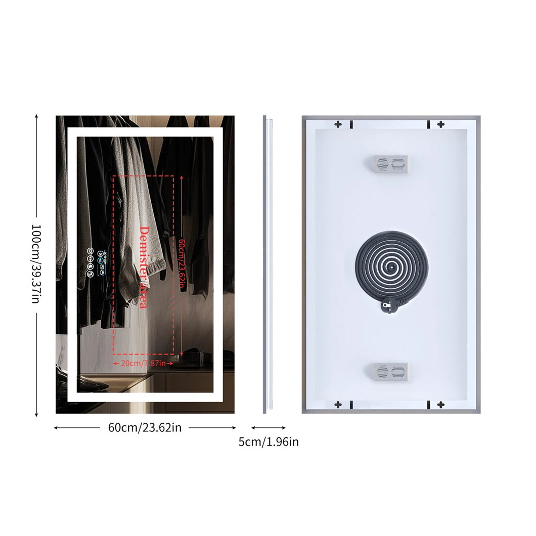 BORWART Smart LED Vanity Mirror With Bluetooth And Digital Display