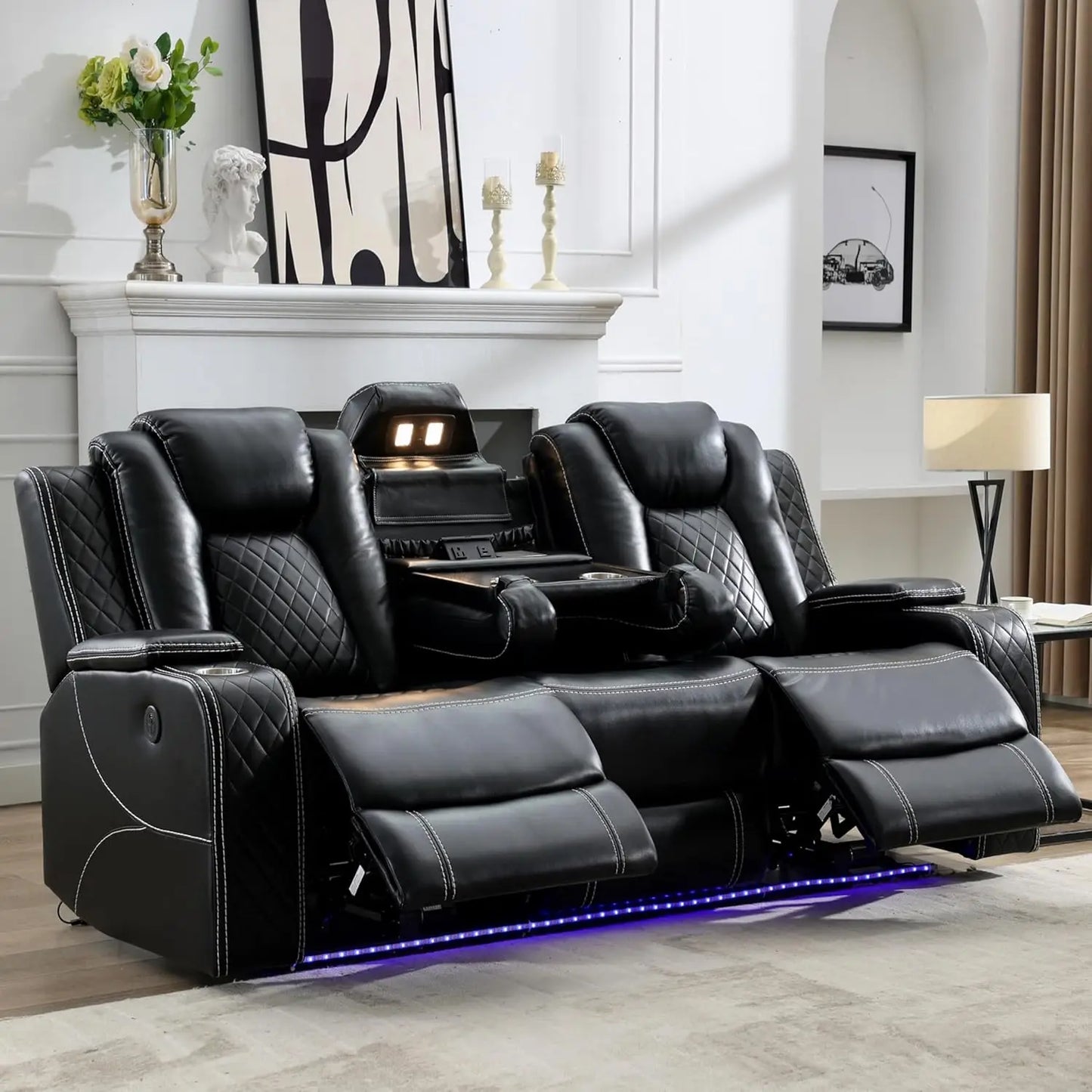 Todrani Power Reclining Sofa With USB TypeC Charger And LED