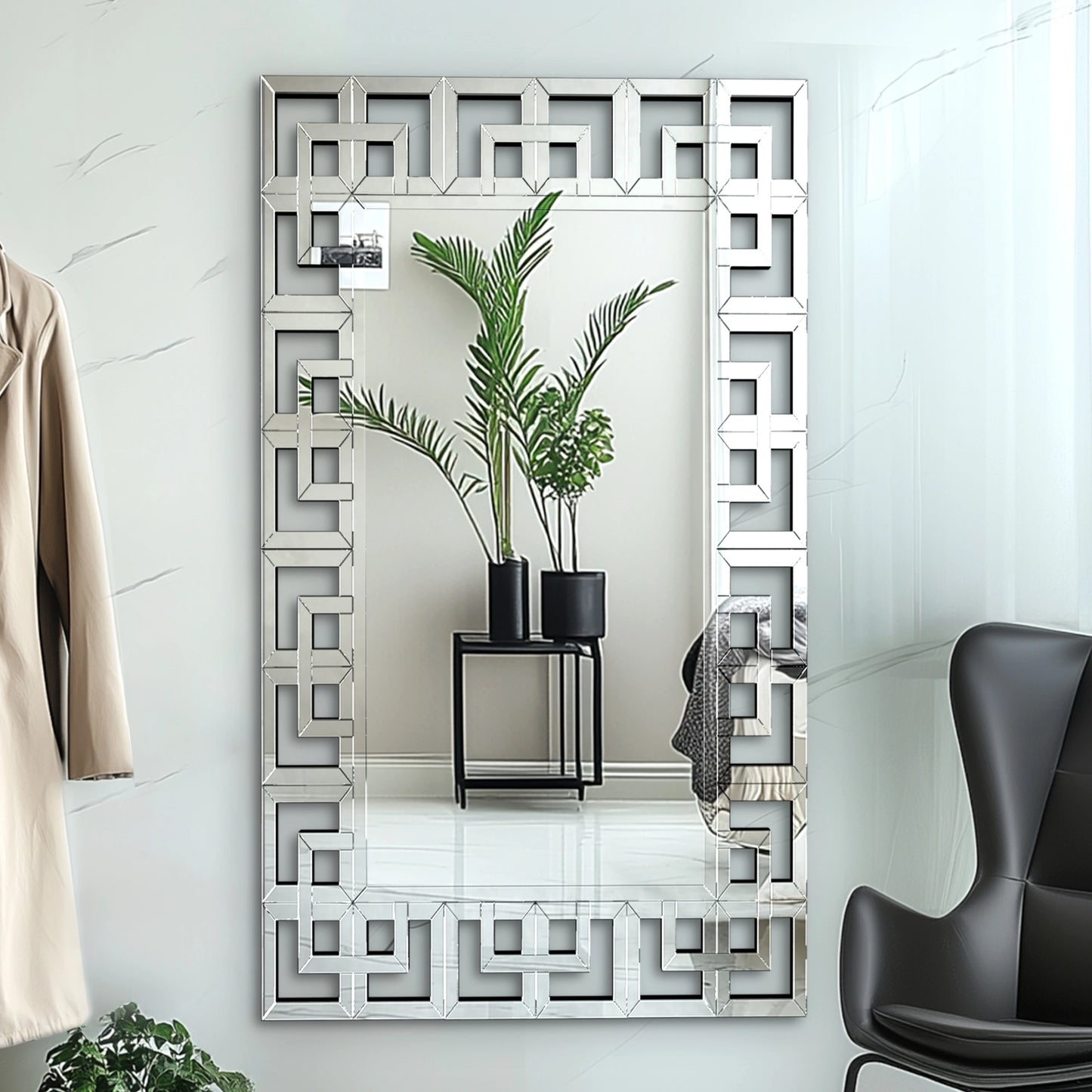 BORWART Grecian Venetian Frame Wall Mirror Rectangular Edge Modern Decor
