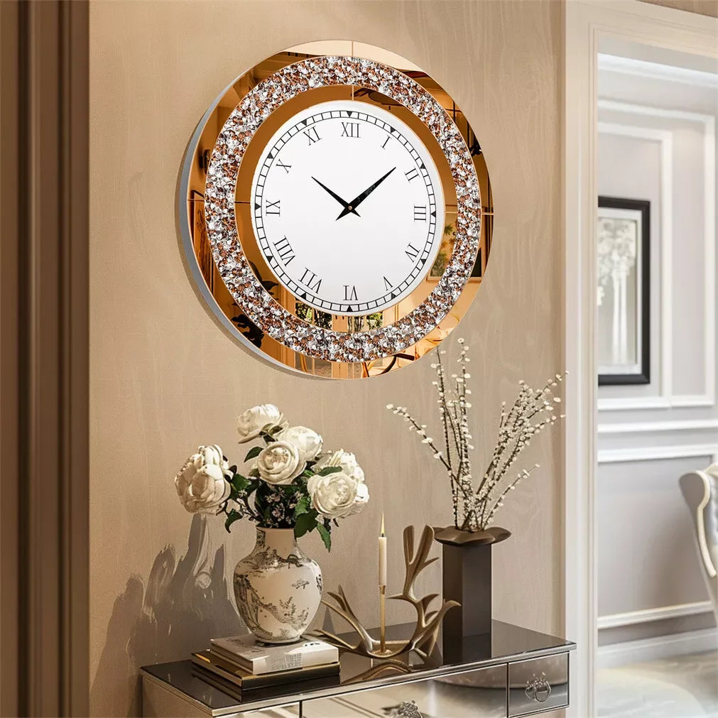 LUVODI Modern 3D Diamond Wall Clock Roman Numerals