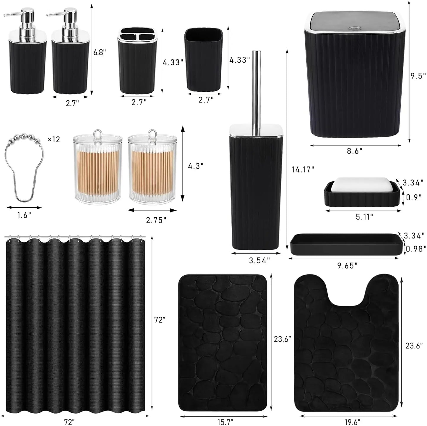 25 Piece Bathroom Set With Shower Curtain And Rugs Included