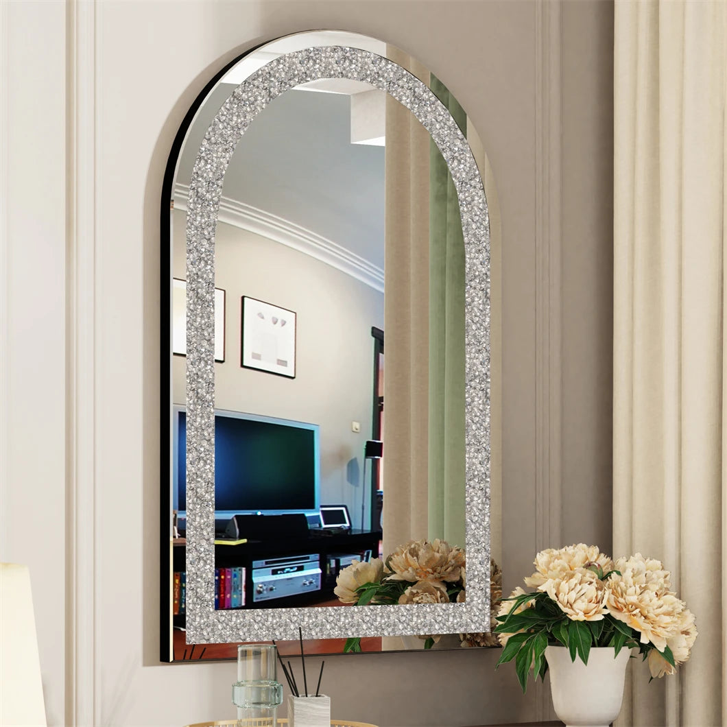 BORWARTH Crushed Diamond Wall Mirror With Beveled Glass