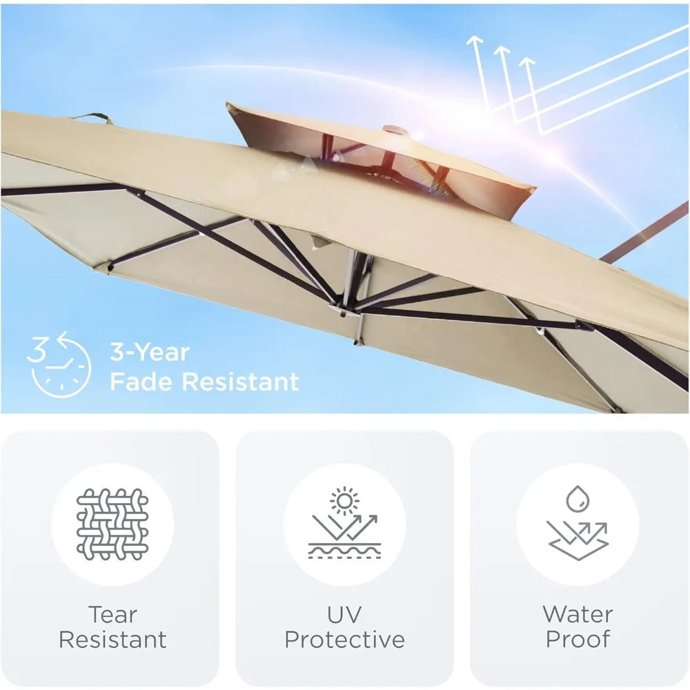 Cantilever Patio Umbrella 360 Rotation Rectangular Offset Heavy Duty Windproof