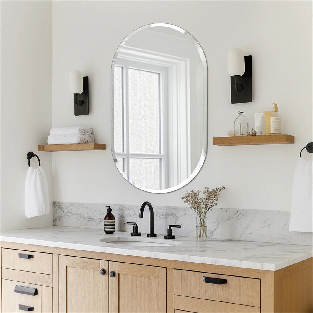 BORWART Frameless Oval Wall Mirror Living Room Bathroom Hallway