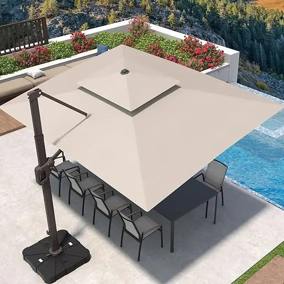 Cantilever Patio Umbrella 360 Rotation Rectangular Offset Heavy Duty Windproof