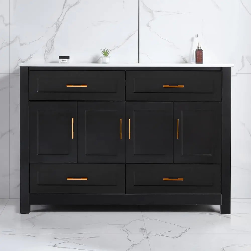 Modern Bathroom Vanity Cabinet With Ceramic Sink Soft Close Doors