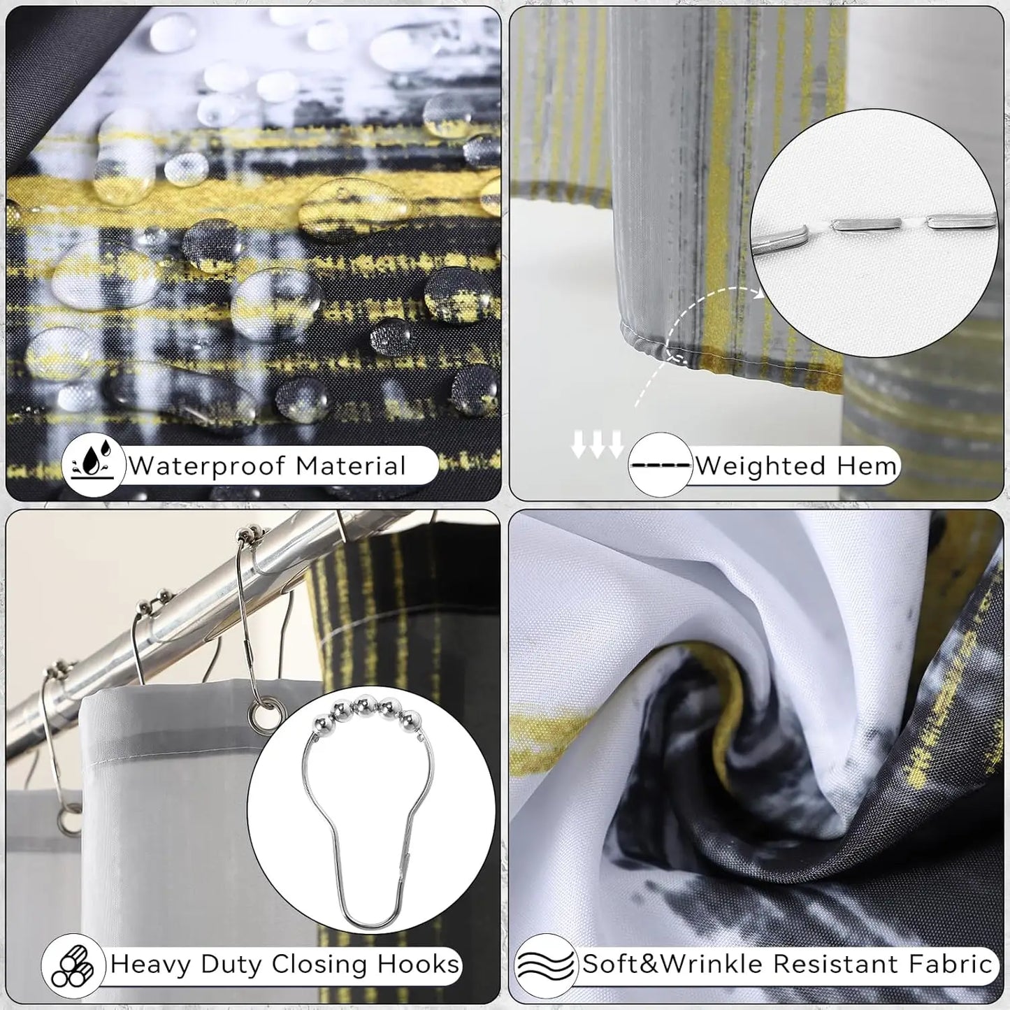 Bathroom Accessories Set With Shower Curtain Trash Can Soap Dispenser