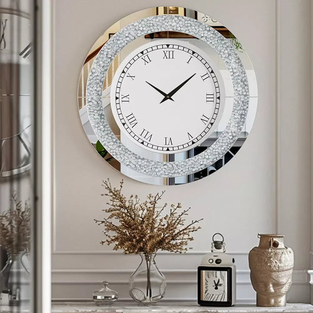 LUVODI Modern 3D Diamond Wall Clock Roman Numerals