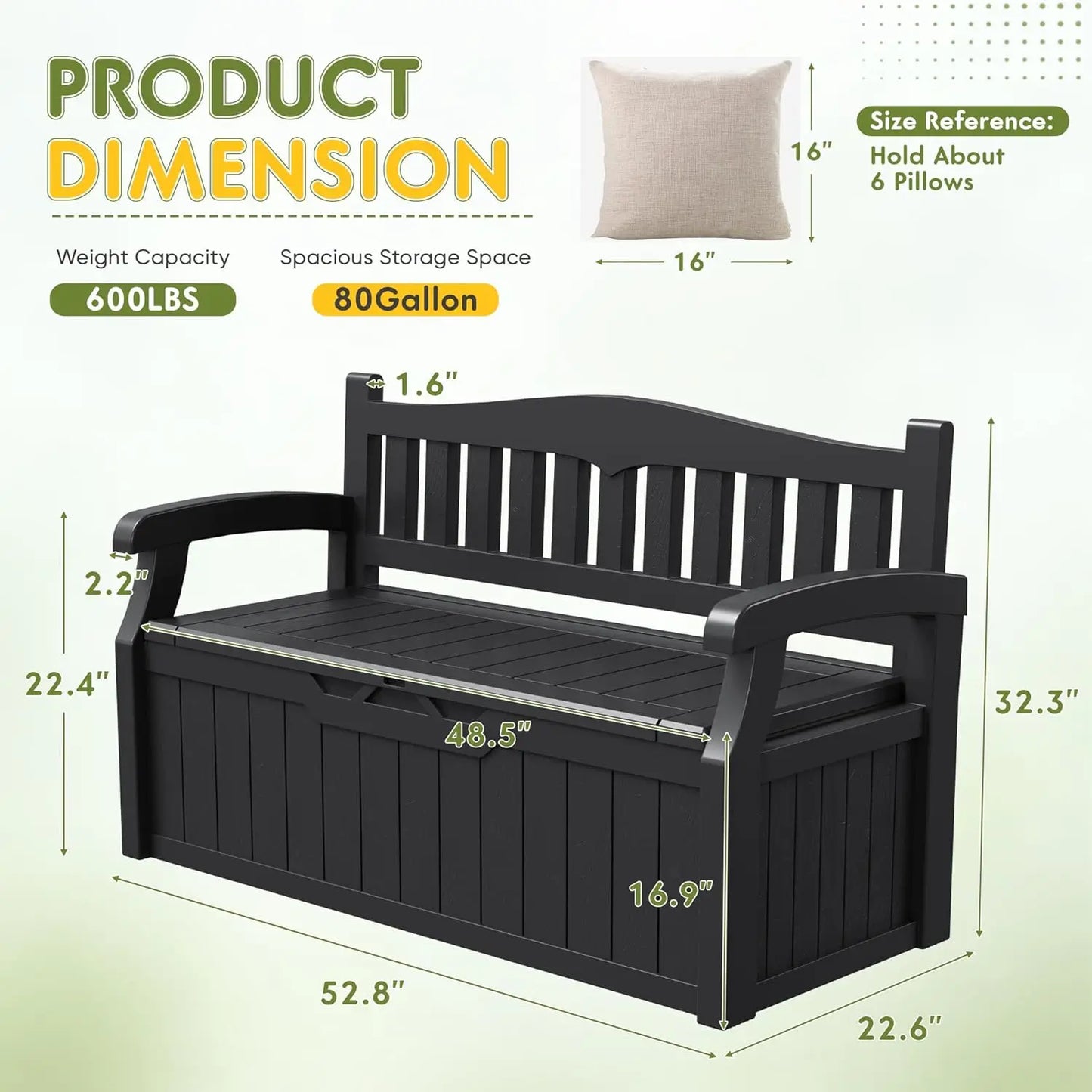 XMSJ Storage Bench Outdoor Deck Box Lockable Waterproof UV Resistant