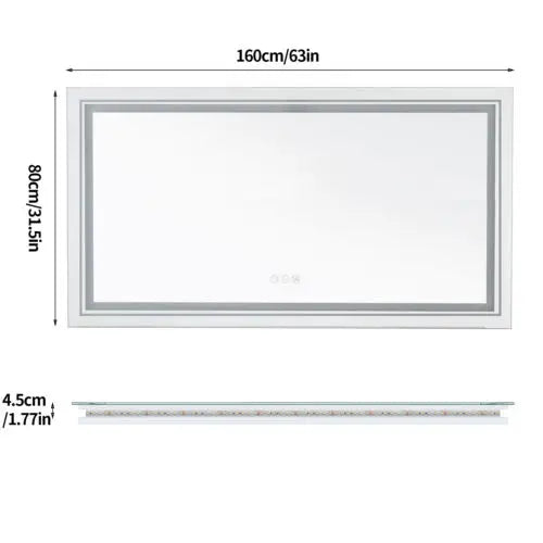 LED Bathroom Mirror Front And Backlit Lights Antifog Wall Mount