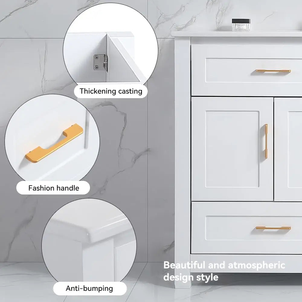 Modern Bathroom Vanity Cabinet With Ceramic Sink Soft Close Doors