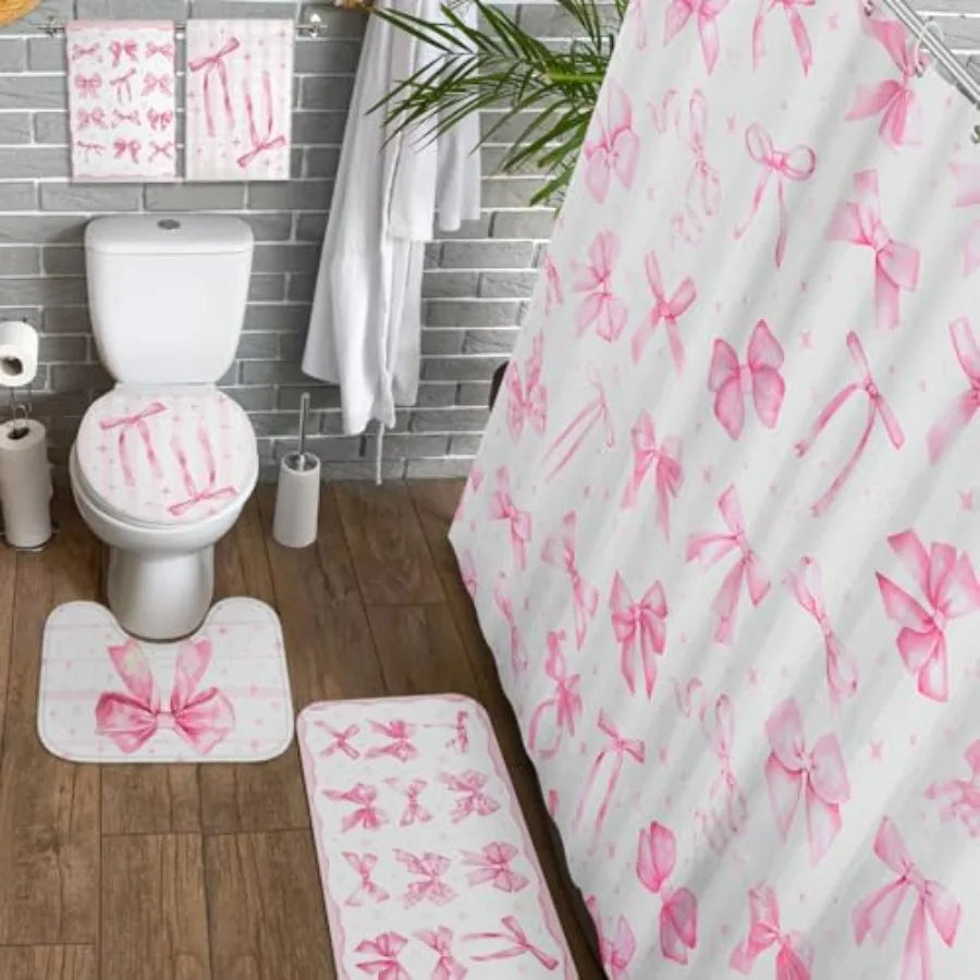 8 Piece Shower Curtain Set With Towels And Carpet Coquette