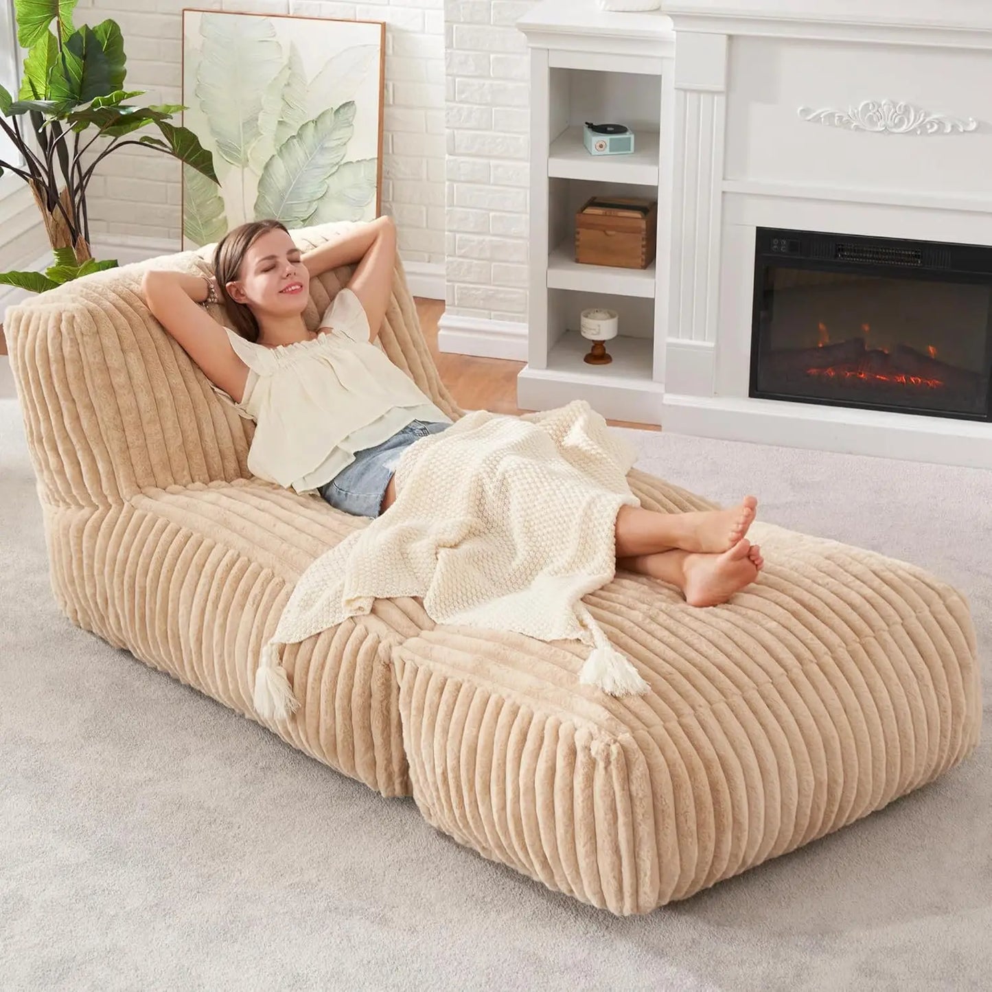 Bean Bag Lounger Chair With Memory Foam For Living Room