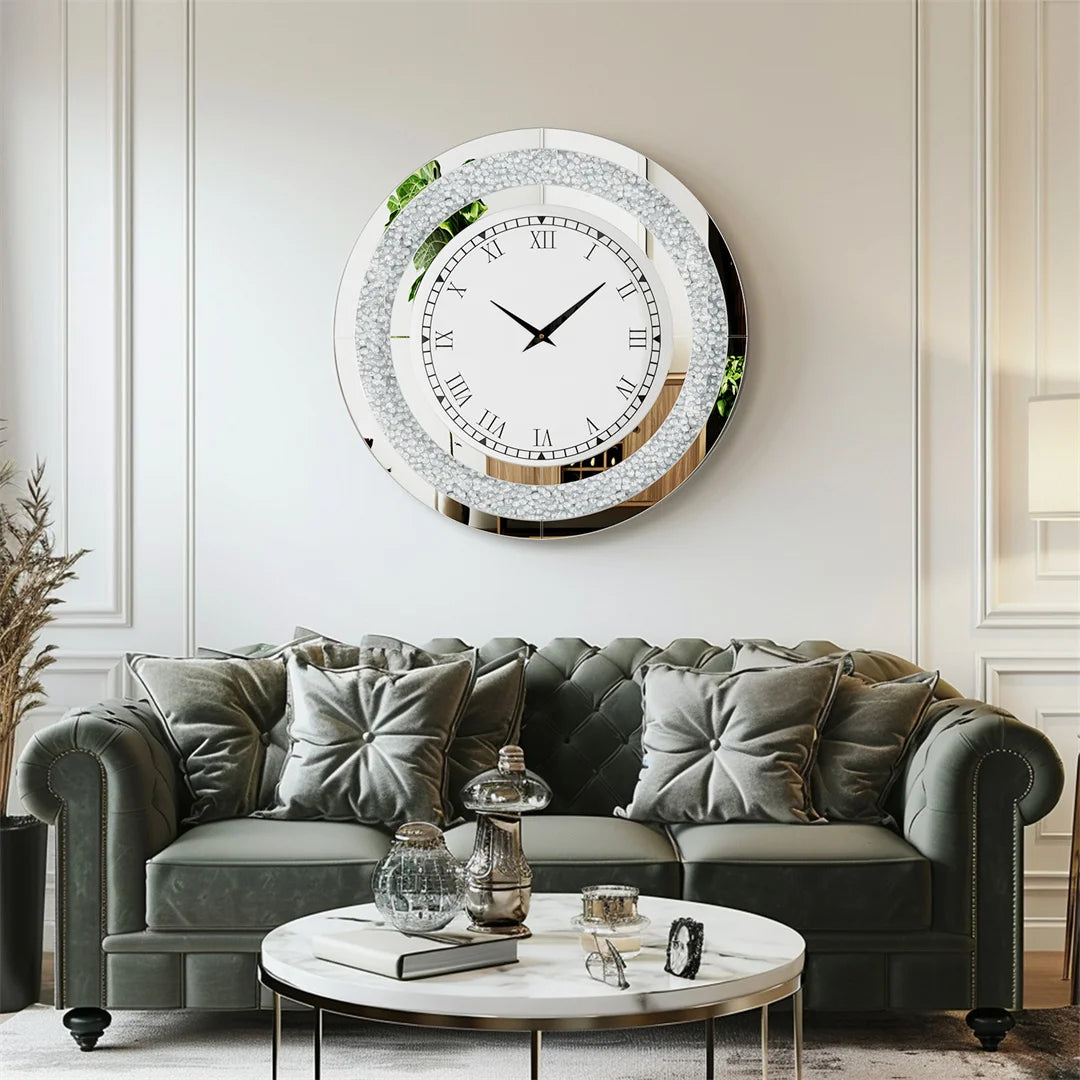 LUVODI Modern 3D Diamond Wall Clock Roman Numerals