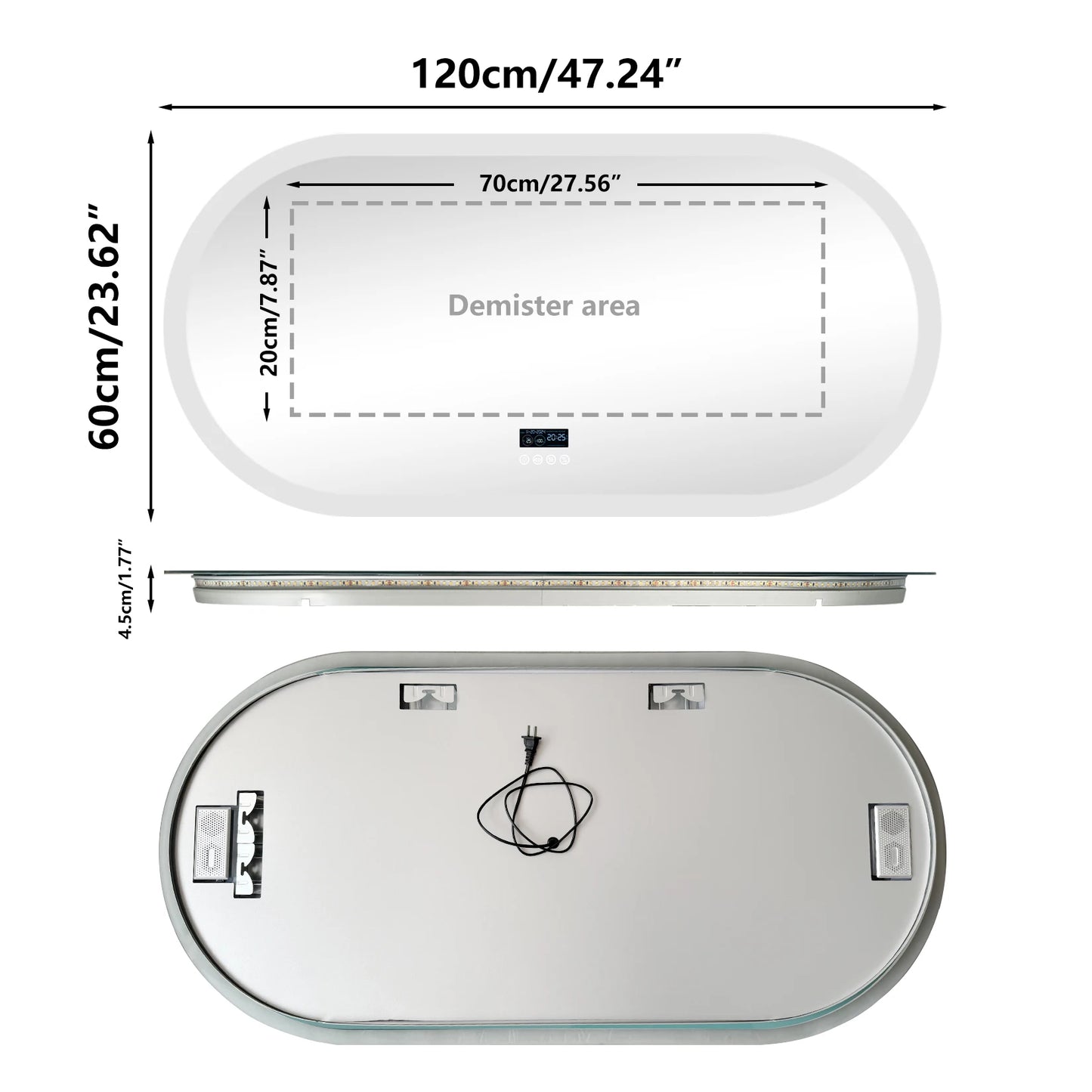 LUVODI Bluetooth Lighted Bathroom Mirror With Time Date Display Anti-Fog