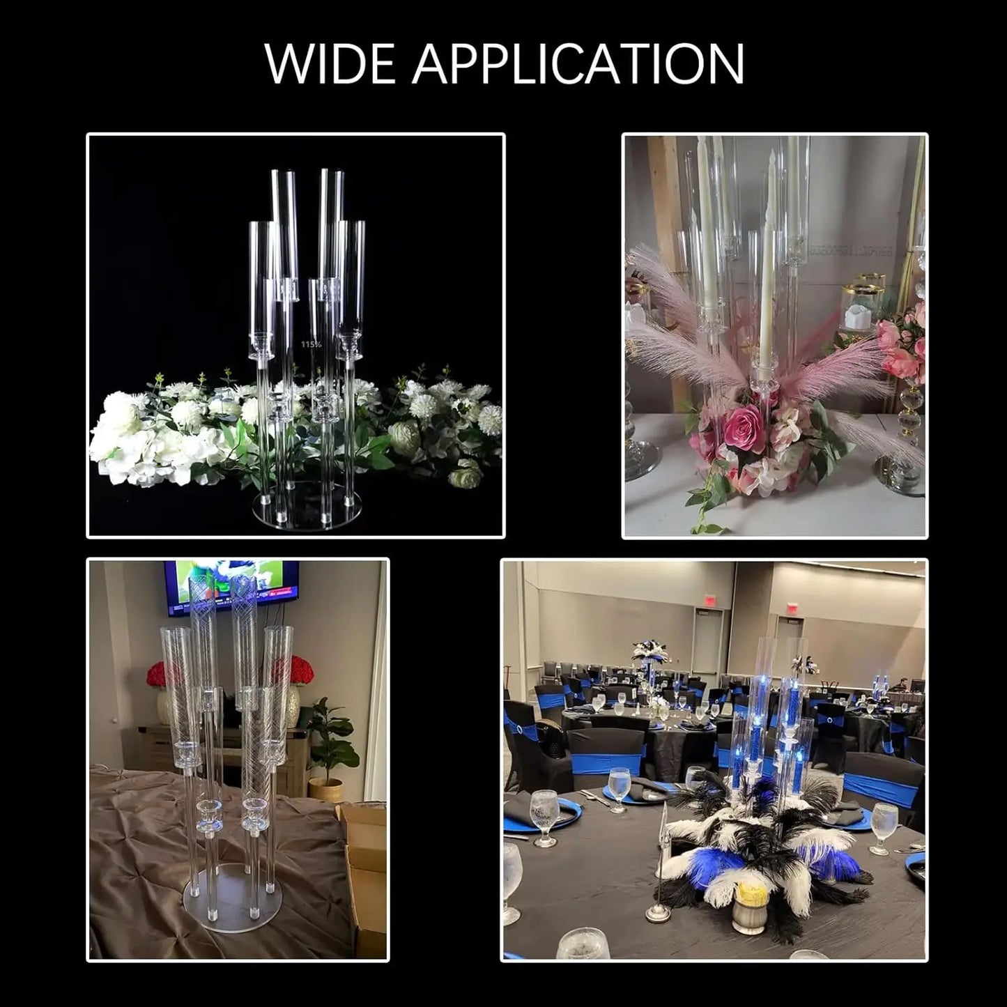 VINCIGANT 12-Piece 6-Arm Acrylic Candelabra Centerpieces