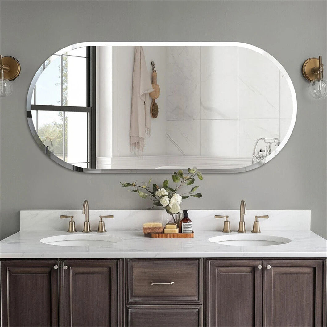 BORWART Frameless Oval Wall Mirror Living Room Bathroom Hallway