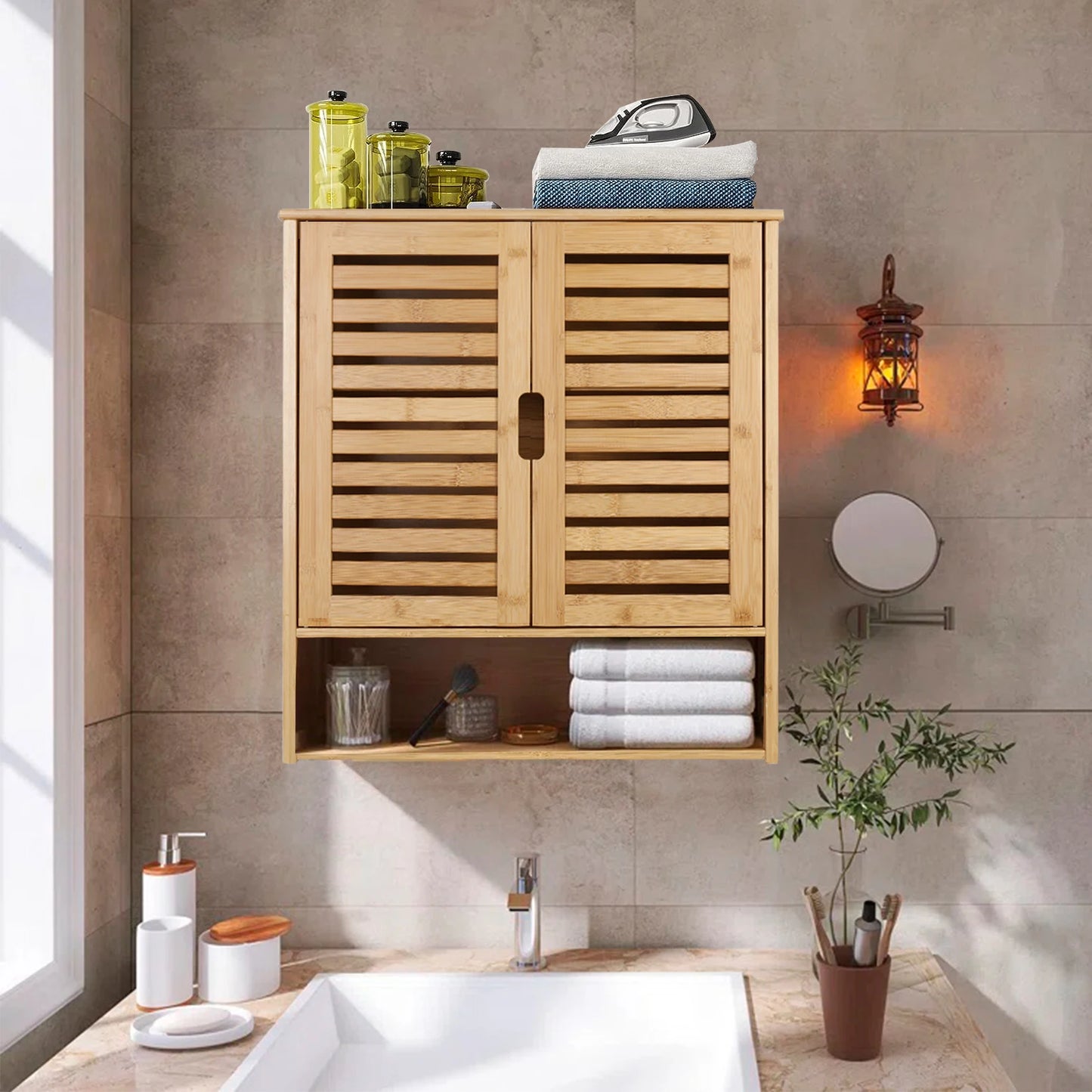 WisforFininsh Wall Mount Bathroom Cabinet With Adjustable Shelves